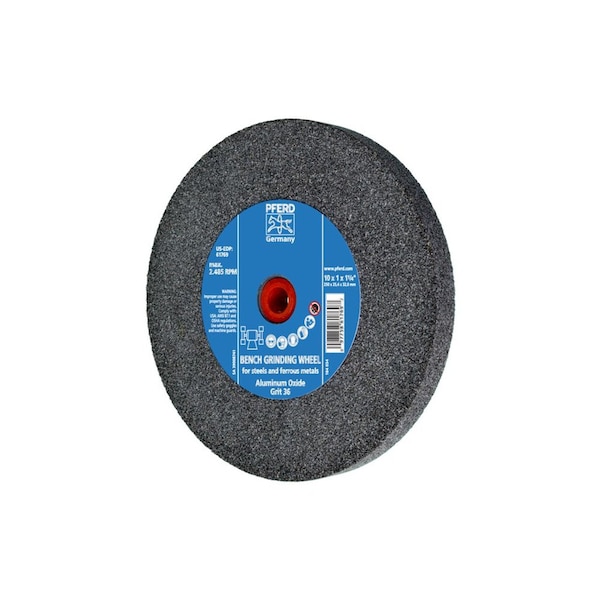 Pferd 61769 10in x 1in Vitrified Bench Wheel 1-1/4in A.H., Aluminum Oxide, 36 Grit 61769-PFERD - main